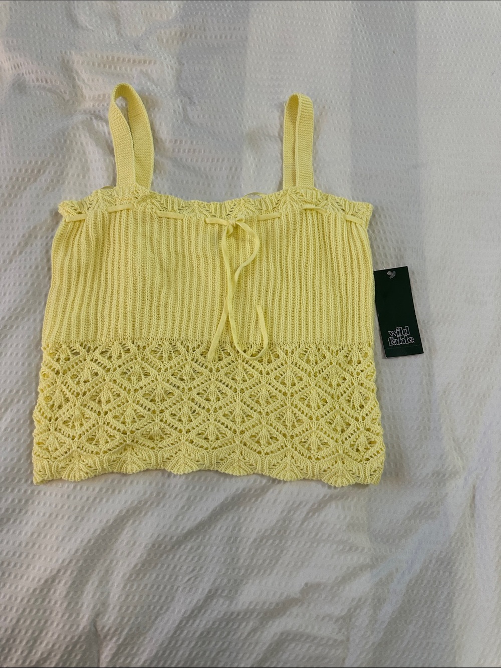 wild fable Pale Yellow Crochet-Trim Knit Camisole